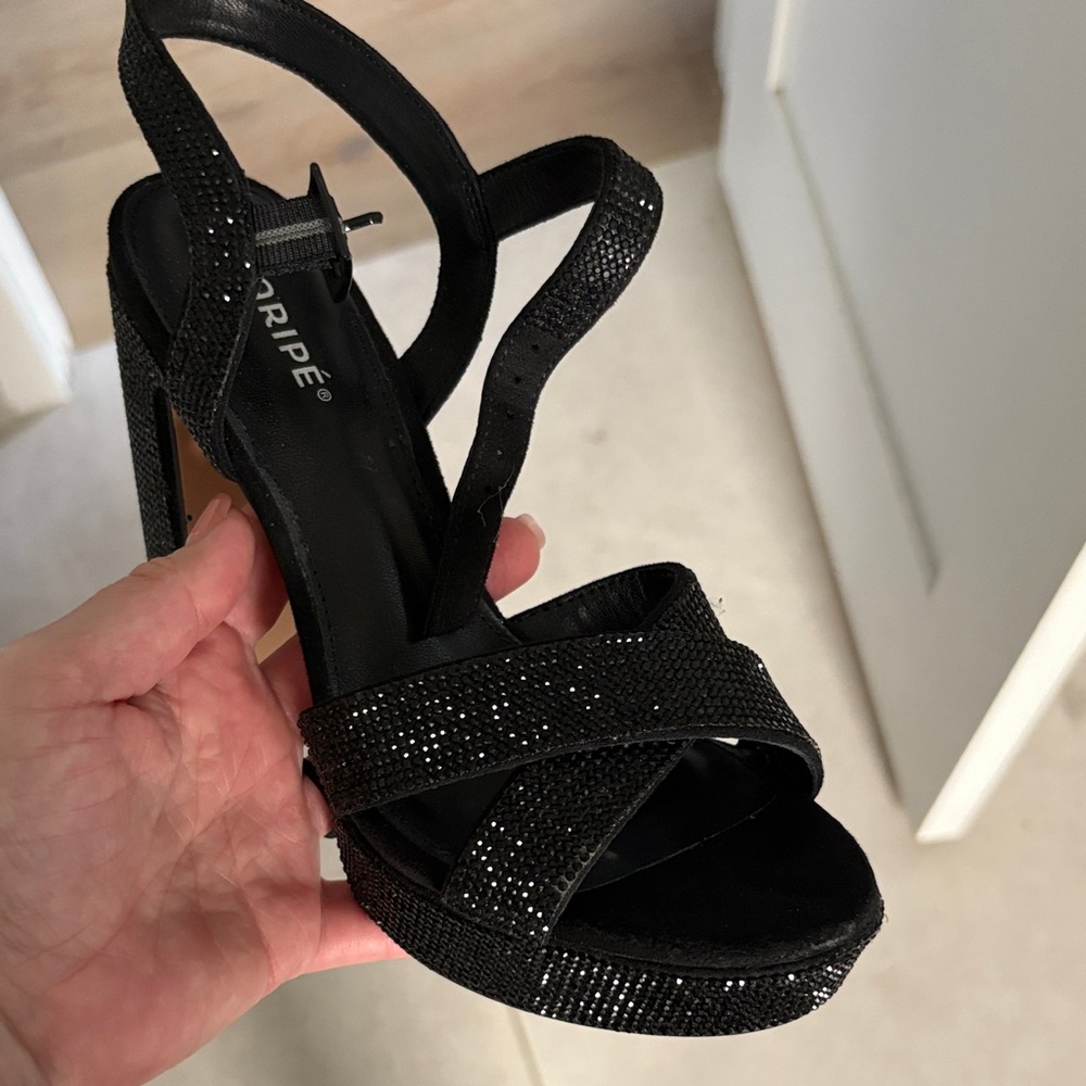 Maripe Black Glitter Heels - Picture 4 of 5